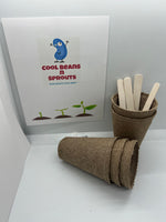 Peat Moss Planting Pots, Single Round Individual Pots (approx. 3'x4' ) w/ sticks