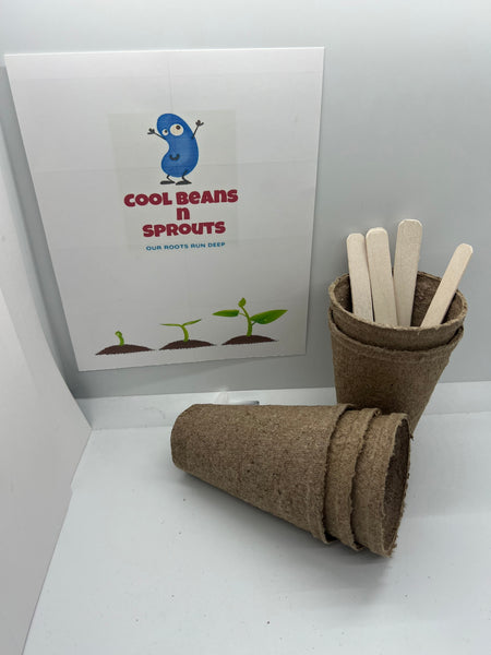 Peat Moss Planting Pots, Single Round Individual Pots (approx. 3'x4' ) w/ sticks