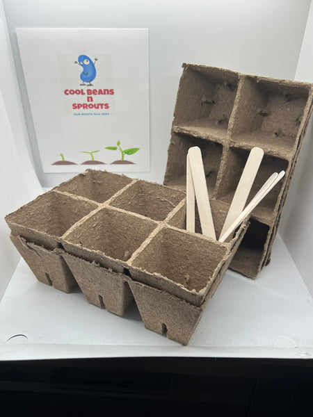 peat moss planting pots Peat Moss Planting Pots, 6 cell strip w/Label Sticks,3x3 cells